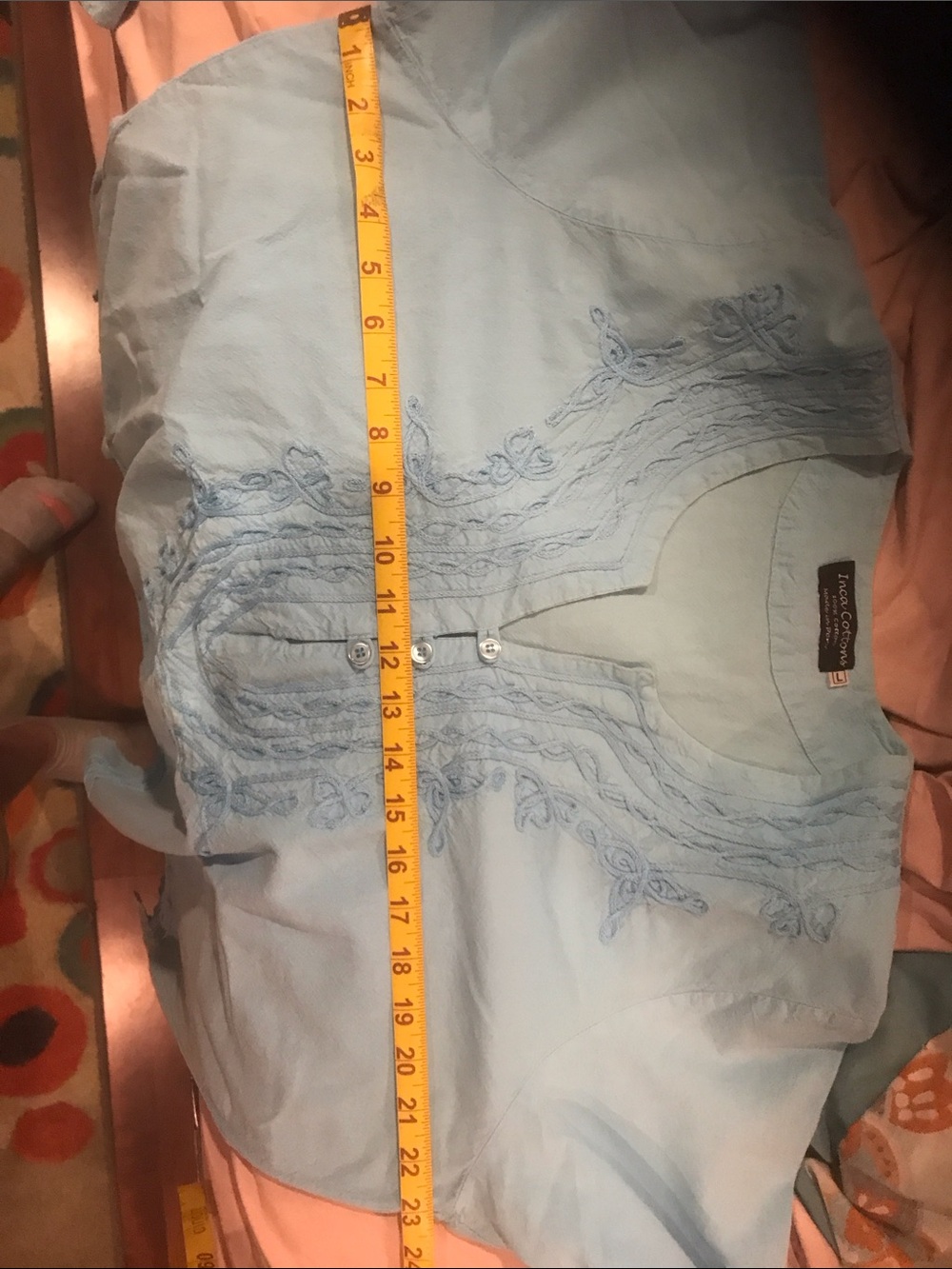 Light Blue Embroidered Button-Front Tunic - Picture 6 of 6